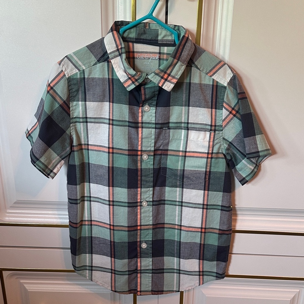 Cat & Jack Plaid Button Down Plaid Shirt